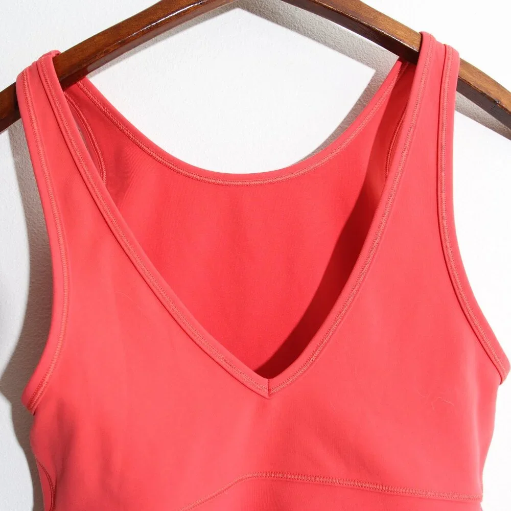 Lululemon Power Pivot Tank Top *Everlux Carnation Red Reversible V-Neck Crop 6